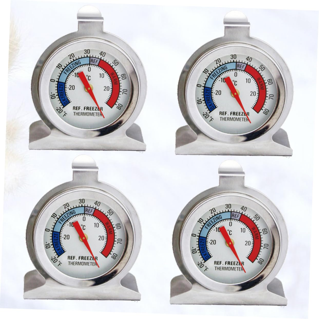 STAHAD 4Pcs Stainless Steel Refrigerator Thermometer for Home Office Small Space-Saving Freezer Thermometers with Paper Package Accurate Temperature Monitoring in Silver image number 1