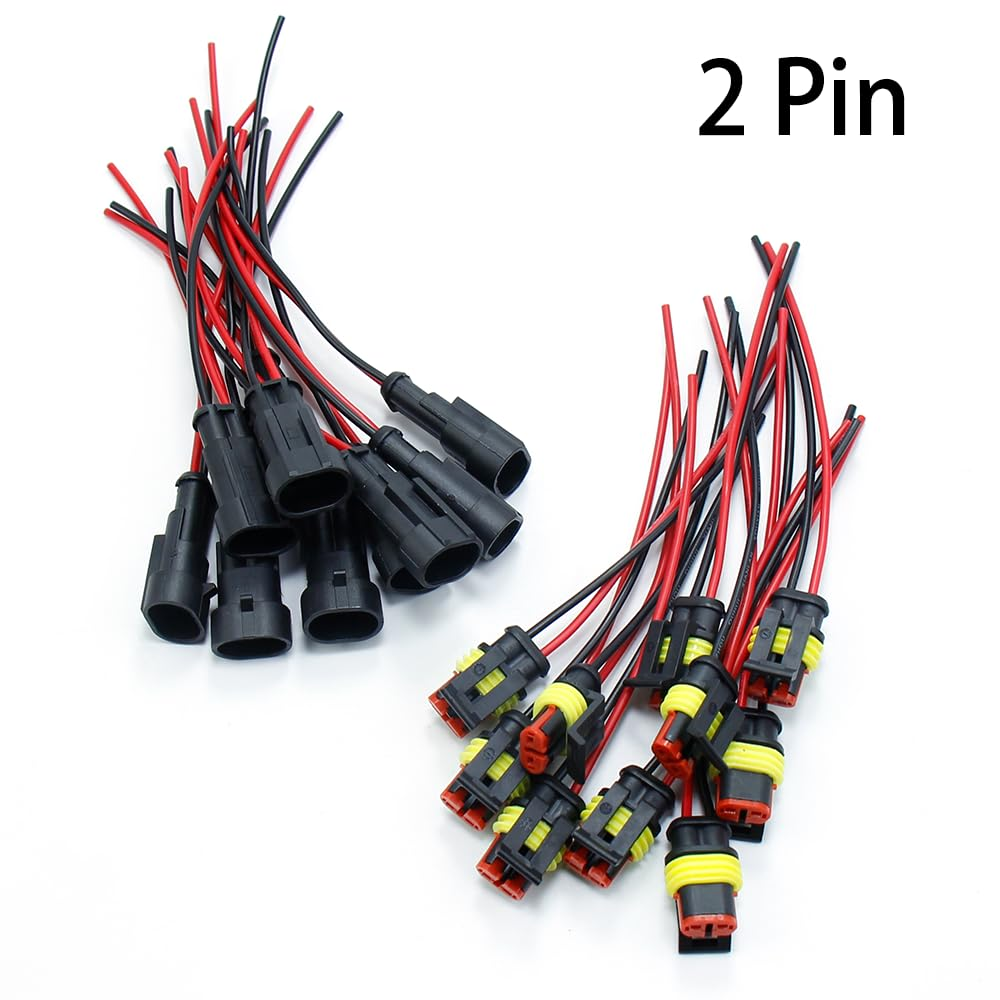 Automotive Electrical Connector 16AWG 10 Kits 2 Pin Plug Socket Quick Disconnect Waterproof 2 Way Wire Connectors with 10Cm Wire AWG Male and Female Way Marine 1.5Mm Series Terminal Connector image number 3