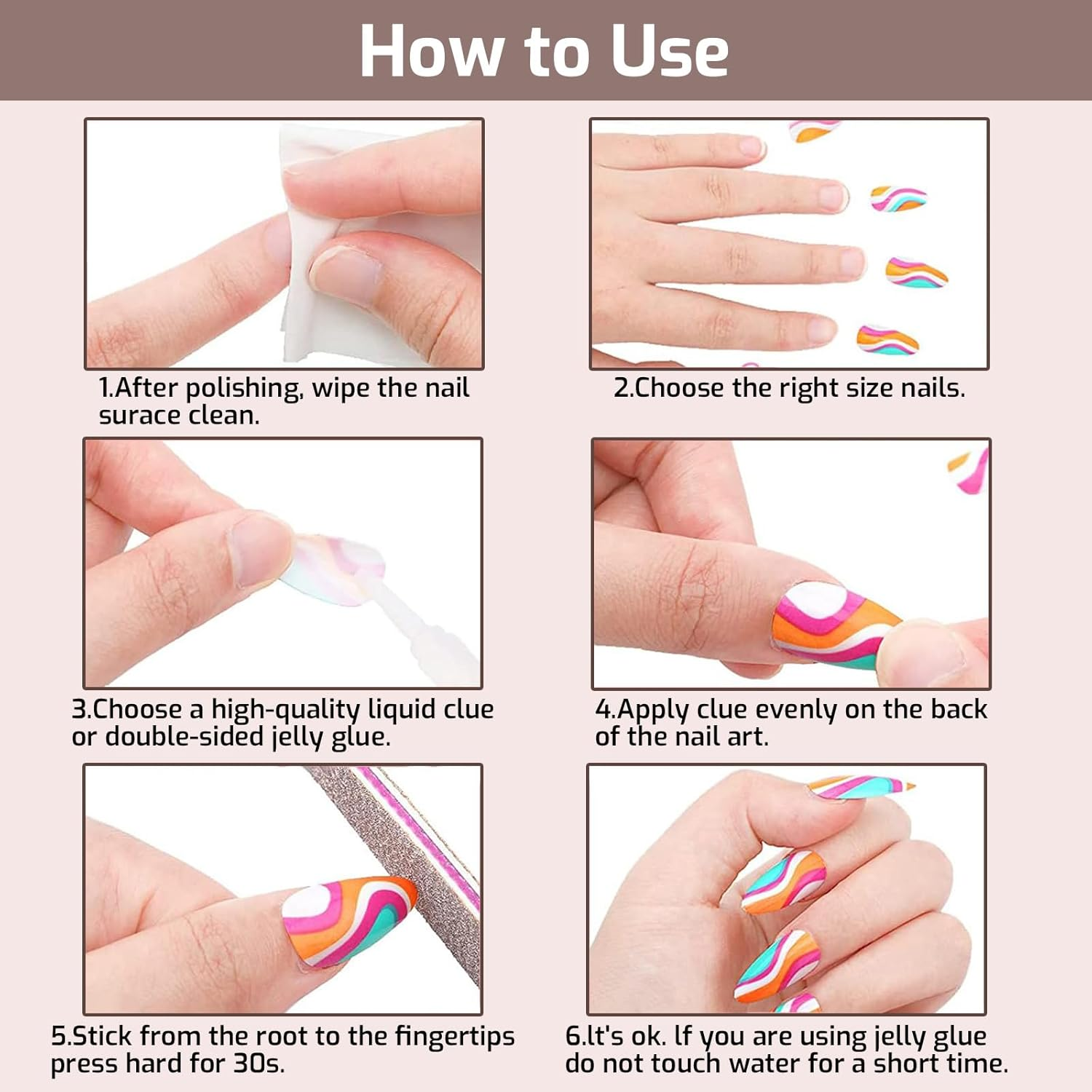 Tzylomirx 24 Pcs Press on Almond Nails with Metal Line Design, Medium Length French Tip Elegant and Stylish Coffin False Nails, Glossy Full Cover Acrylic Nails Ideal for Women & Girls image number 1