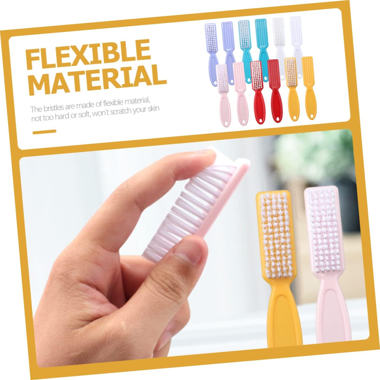 ADOCARN 24Pcs Portable Hand Grip Nail Brush for Manicure Cleaning Brush for Ages Random Color image number 3