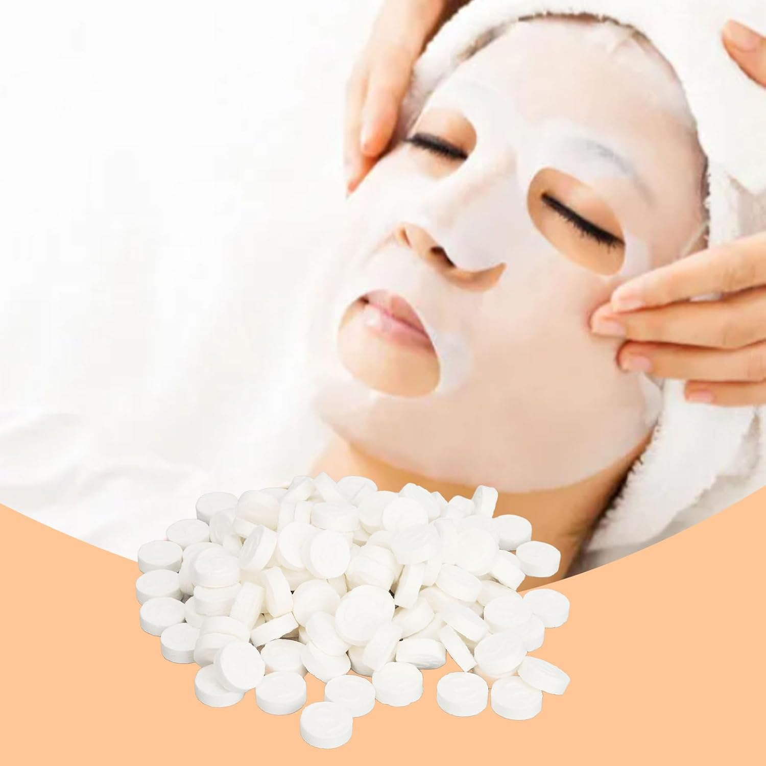 500Pcs Soft Compressed Face Masks, Portable Mild Absorbent Skincare Disposable DIY Mask Paper, Facial Mask Sheet with Good Breathability for Home Travel image number 4