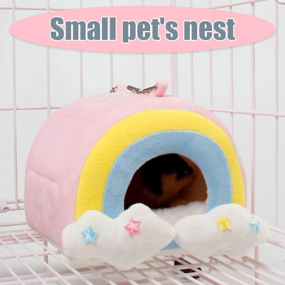 Guinea Pig Bed, Cave Bed Nest Hideout, Warm House Cage Supplies, Small Animal Hideout for Chinchilla, Hamsters, Hedgehog, Machine Washable image number 3