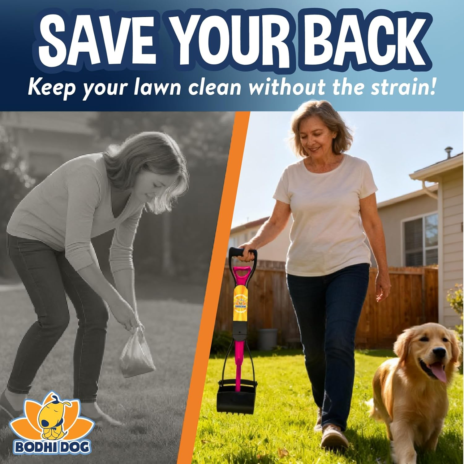 Bodhi Dog Complete Poo Pack | 24" Pooper Scooper, Poop Bags, and Pet Dog Waste Bag Holder | Perfect for Small, Medium, Large, XL Pets - Great for Grass and Gravel - Tray  Rake image number 3