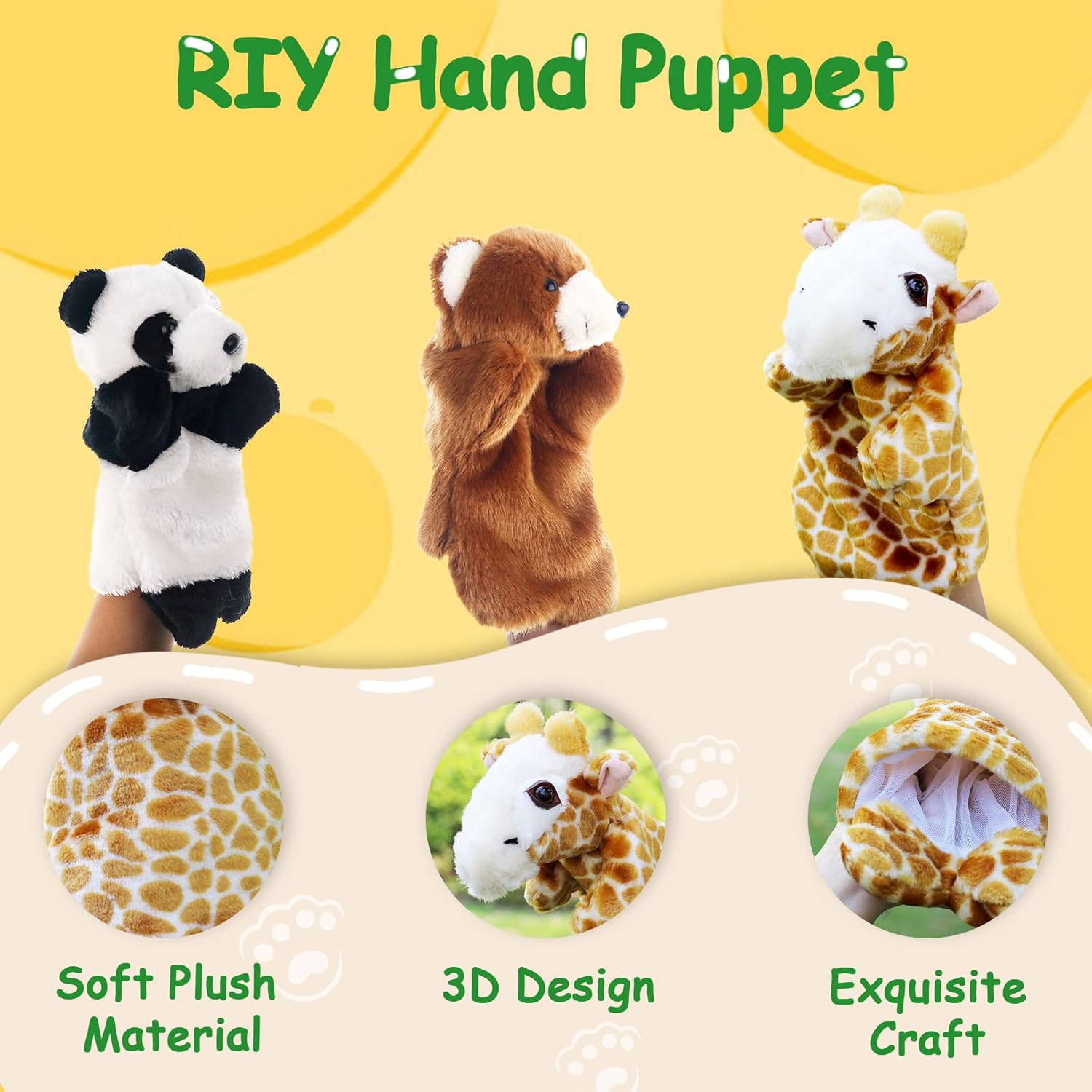 RIY Hand Puppet - Farm Friends Animals Educational Puppets Pig image number 2