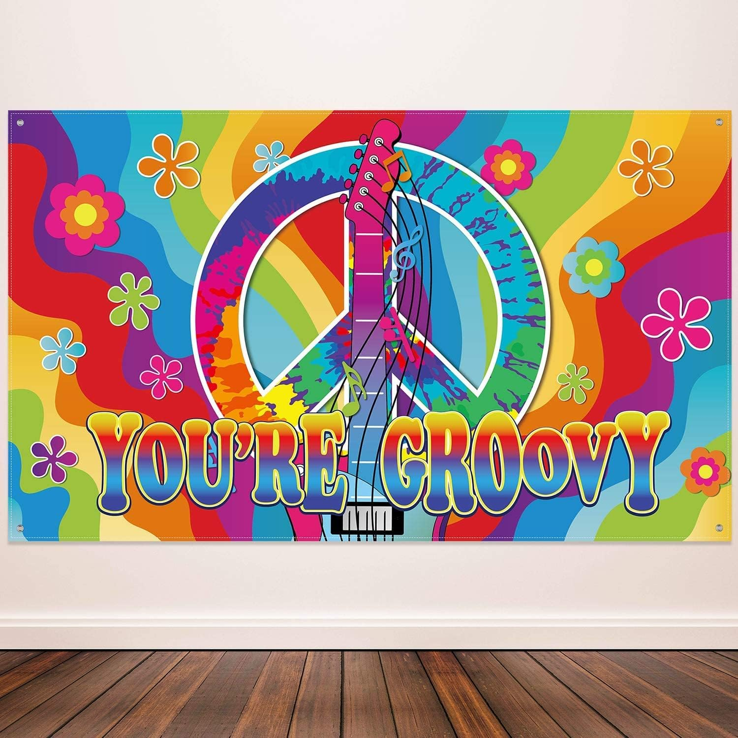 Groovy Sign 60'S Party Scene Setters Wall Decoration 60'S Theme Party Decorations, 60S Photo Backdrop Banner for Hippie Theme Groovy Party image number 1