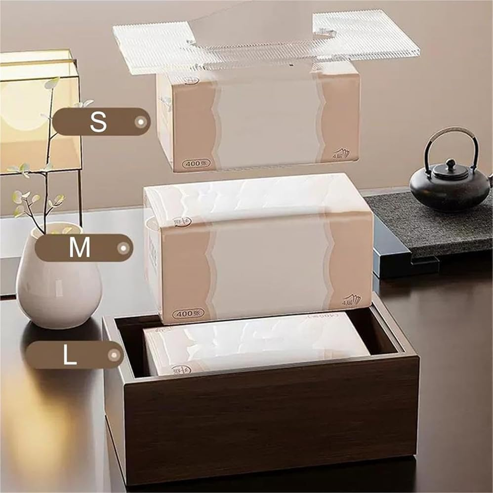 2 Pcs Napkin Holders, Wooden Tissue Box, Desktop Napkin Storage with Acrylic Cover (19.7 * 12.7 * 9.5Cm) image number 3