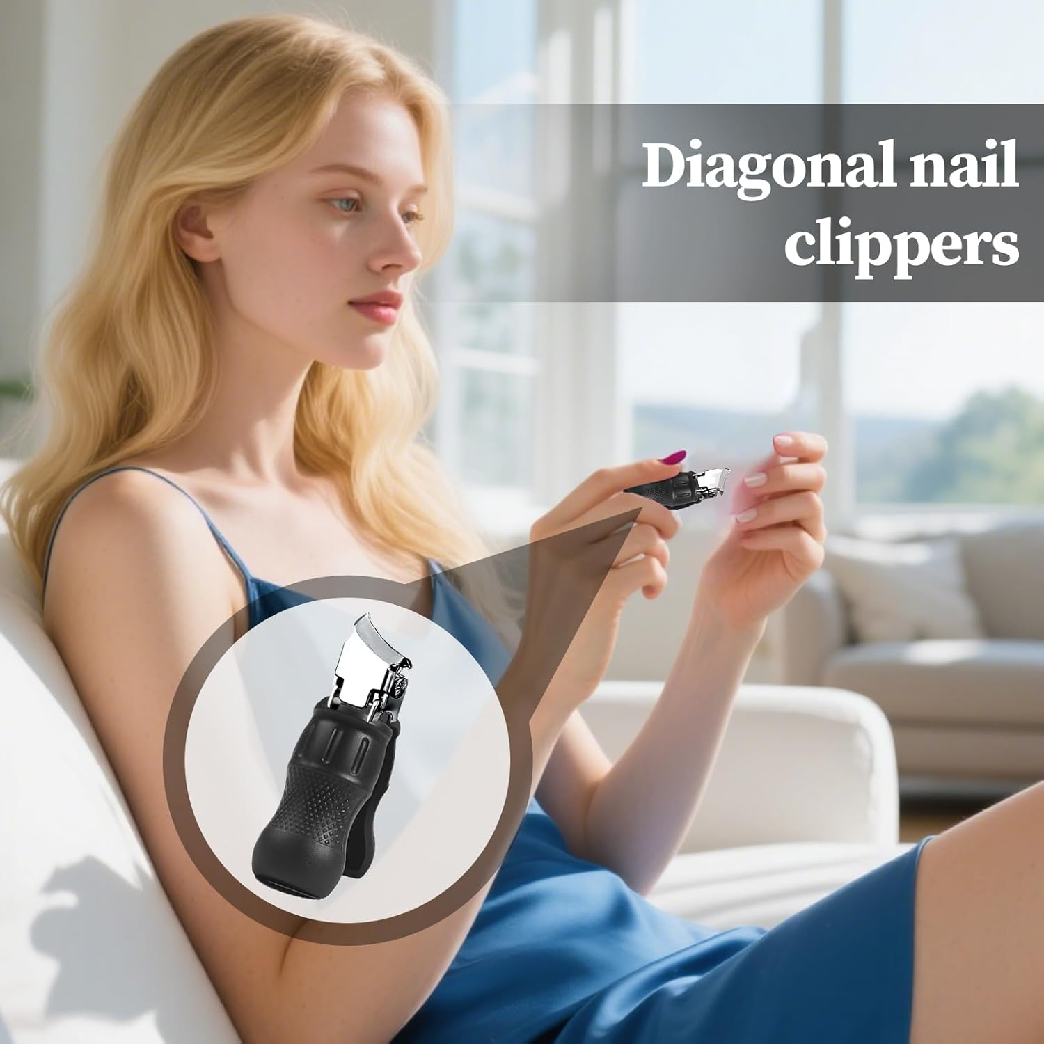 Nail Clippers | Angle Nail Clippers - Cutter Trimmer Heavy Duty Ergonomic for Friendly Seniors Women Home Salon Pedicure - Black image number 6