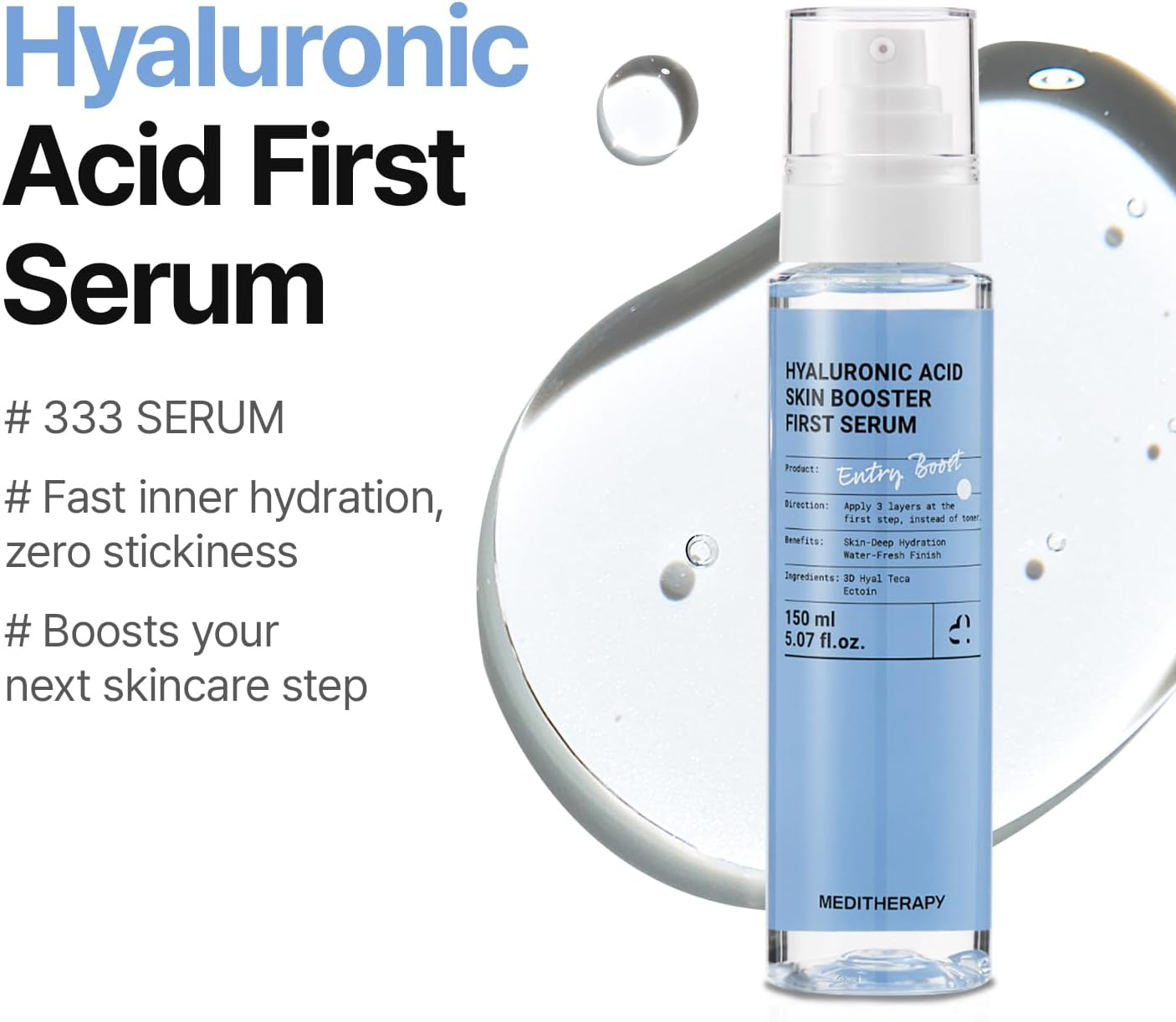 Meditherapy Hyaluronic Acid Serum XXL 150Ml (5.07 Fl.Oz.) &ndash; Ultra Hydrating Serum for Glowing Skin, Non-Sticky, Anti-Aging & Wrinkle Care, Korean Skin Care image number 2