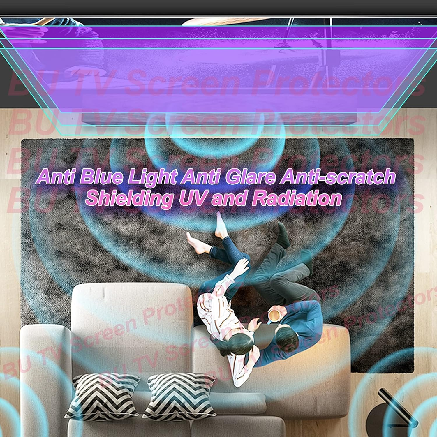 40-75 Inch anti Glare anti Break LCD TV Screen Protector,Blue Light Filter,Shielding UV and Radiation Monitor Filter,Easy to Install,75" 1682 * 966 image number 6