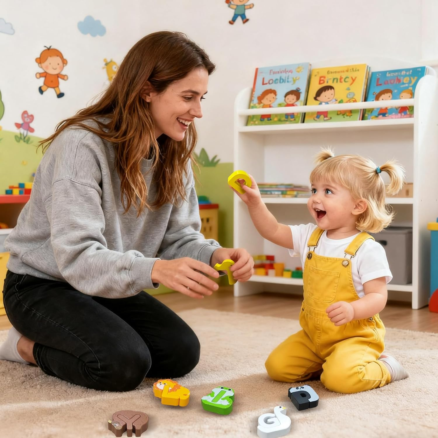 52 Pieces Matching Game, Alphabet Animal Puzzles for Toddlers, Montessori Sorting Blocks Board ABC Peg Puzzles for Kids Ages 3-5, Preschool Learning Activities Toys image number 4