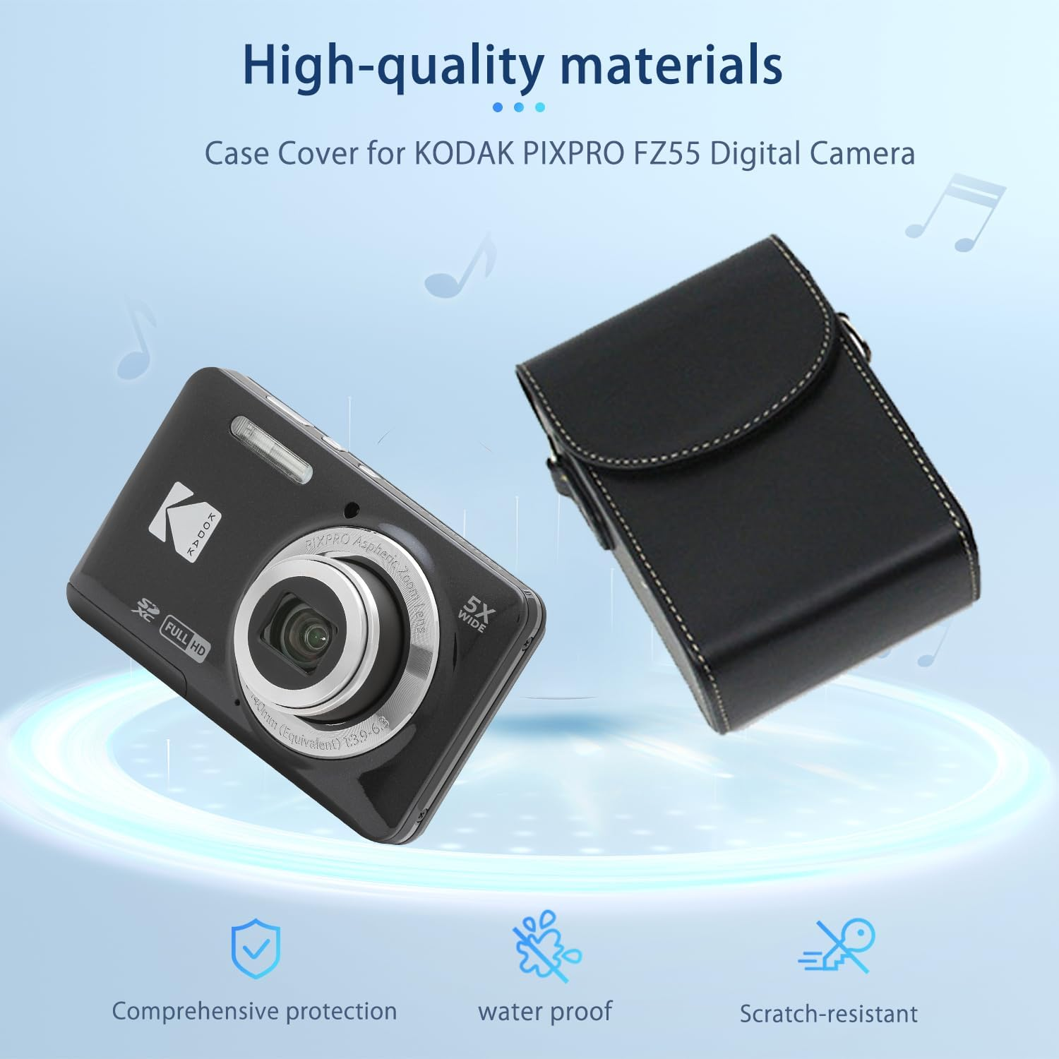 NOUKAJU Case for KODAK PIXPRO FZ55, Camera Protective Cover,Drop-Proof,Portable Travel Carrying Protective Storage Case,Protective Case for KODAK PIXPRO FZ55 Digital Camera(Black) - Black image number 4