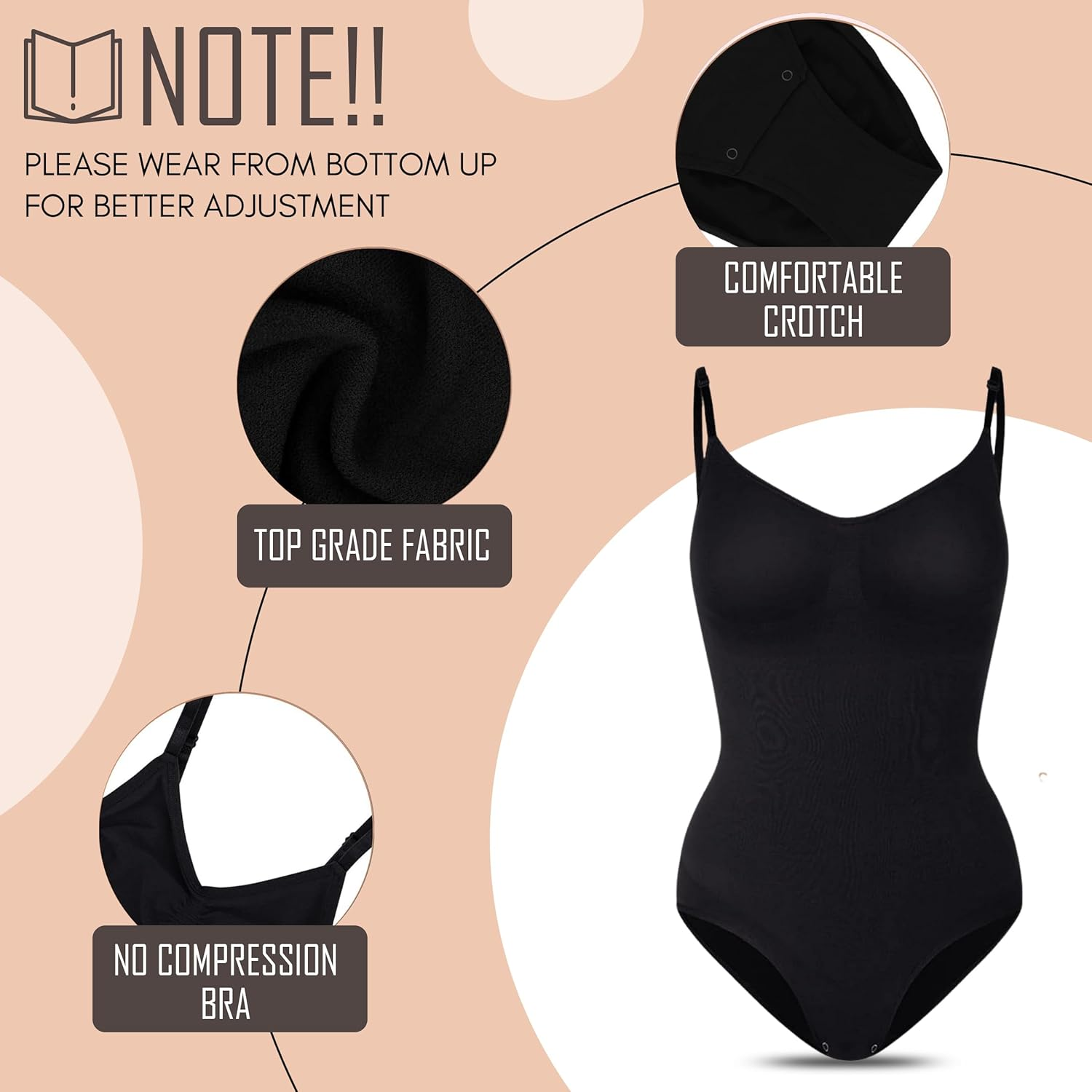 Seamless Bodyshaper Bodysuit for Women - Full Body Shapewear Body Sculpting Suits Sleeveless round Neck image number 4