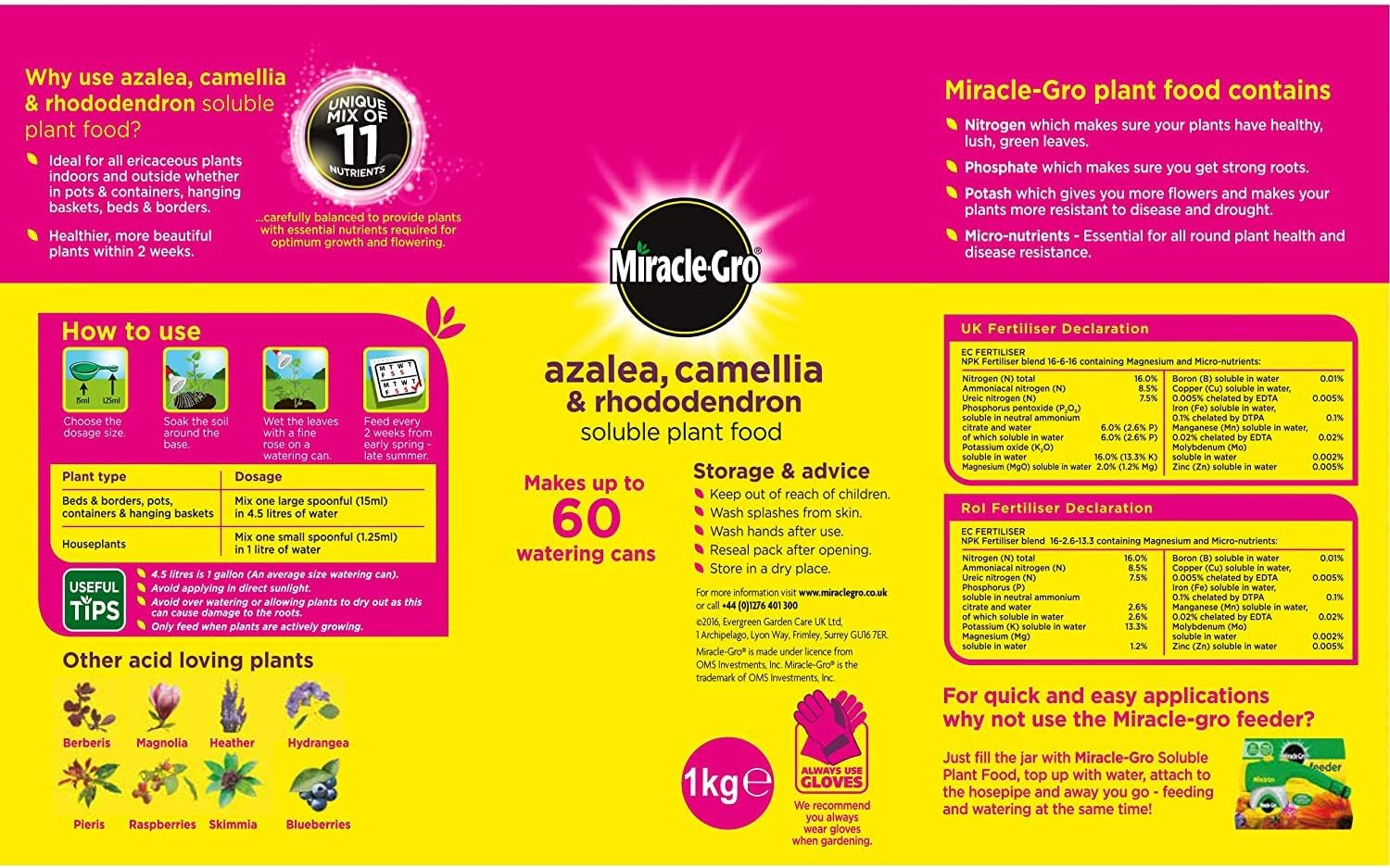 Miracle-Gro 16801 Plant Food Fertiliser, 500G, Azalea and Camellia image number 1