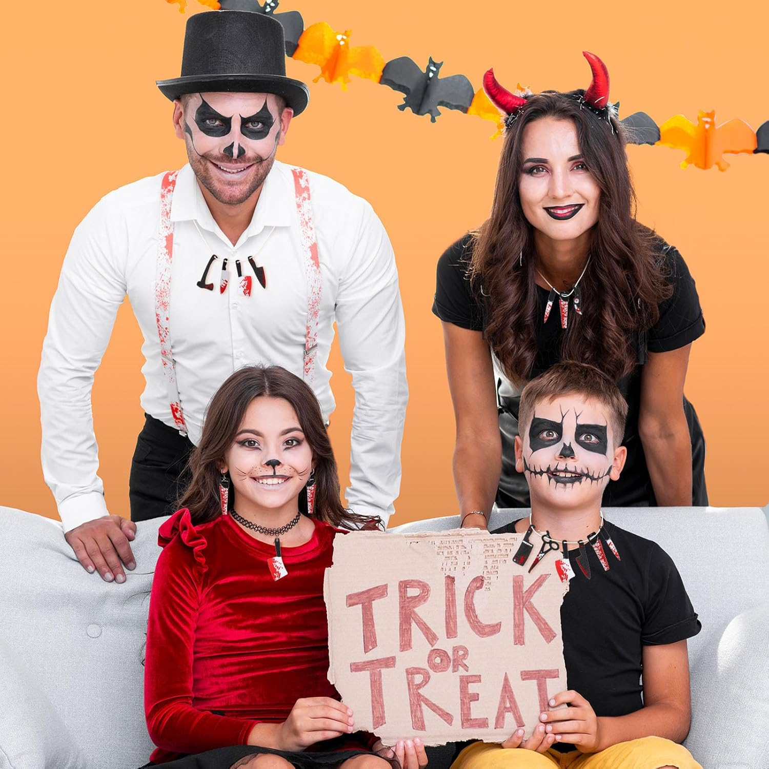 TXIN 40 Pcs Fake Knife Charms for Jewelry Making, Halloween Horror Charms Pendants Mini Acrylic Scissors Axe Knives Pendants for Women DIY Bracelet Necklace Earrings Halloween Jewelry Gifts, 10 Styles image number 3