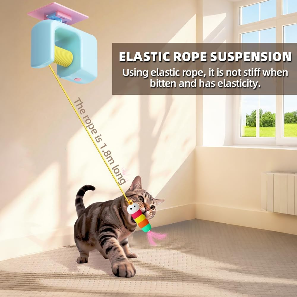 Mesen Cat Toy Self-Employment Door for Cats, Cat Toys Door Frame Electric, Interactive Cat Toy Door Hanging with 2 Feather Toys, Cat Toy Rechargeable image number 3