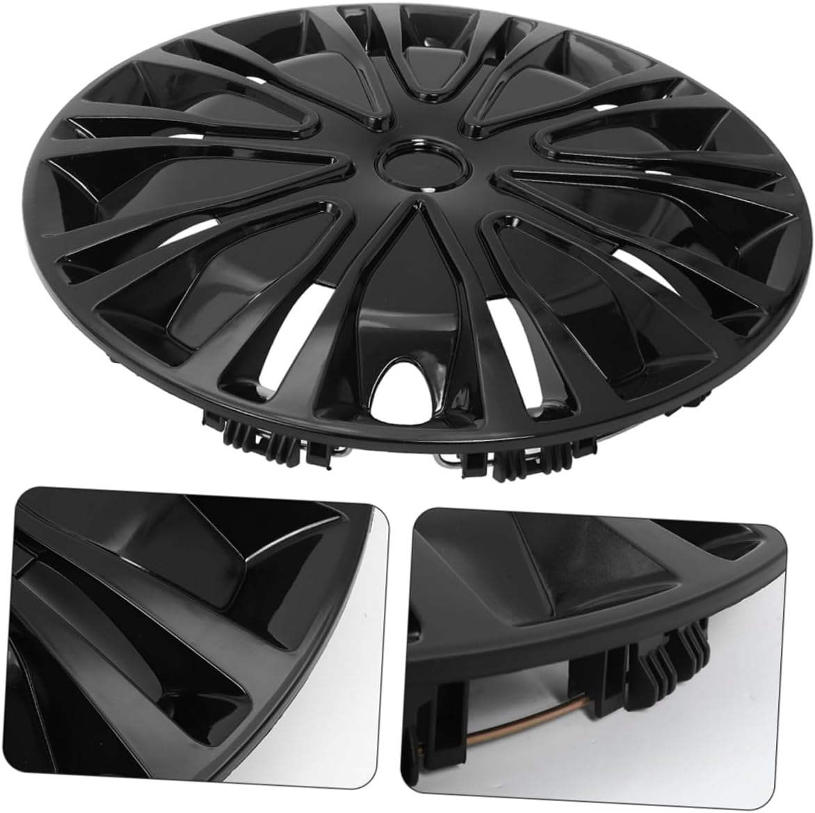 GANAZONO 15 Inch Automotive Wheel Hub Covers Car Hubcaps Full Black Decorative Universal Replacement Hub Caps for Vehicle Wheels image number 5