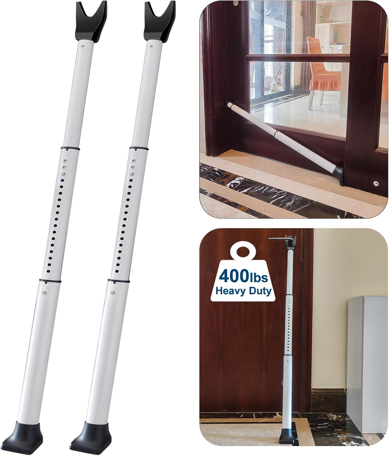 2 Pack Rerishom Door Security Bar, Door Stoppers Security Bar,Heavy Duty Door Lock Security Door Jammer Door Stopper for Apartment, Hotel Room,Screen Door Hardware, Gate Lock Bar image number 3