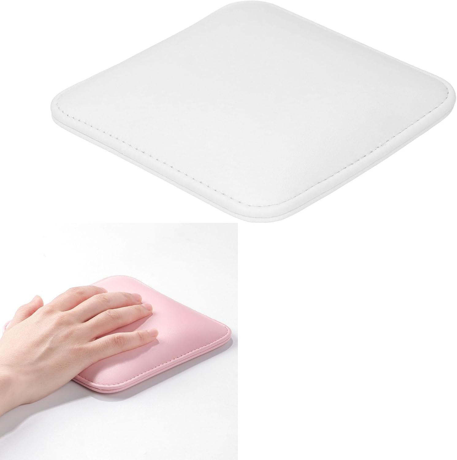 Nail Tech Elbow Rest, Comfortable PU Leather Nail Arm Hand Rest, Soft and Elastic Nail Arm Rest, 5.9 X 5.9In Non Slip Elbow Rest Pad for Nail Tech, Computer, Office (White) image number 4