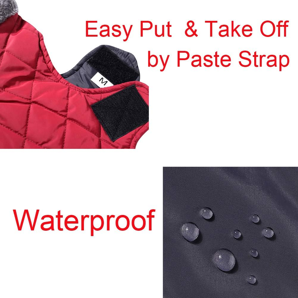 Joydaog Fleece Collar Reversible Dog Coats for Small Dogs Waterproof Warm Puppy Jacket for Cold Winter,Red XS