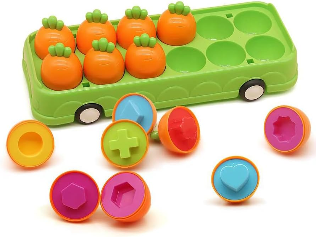 Montessori Carrot Matching Educational Toys Gift Age 1-3+ Early Education Training Toys for 1/2/3/4/5 Year Old Children Color Shape Sorting Learning Set Carrot Toy for Baby Toddler image number 4