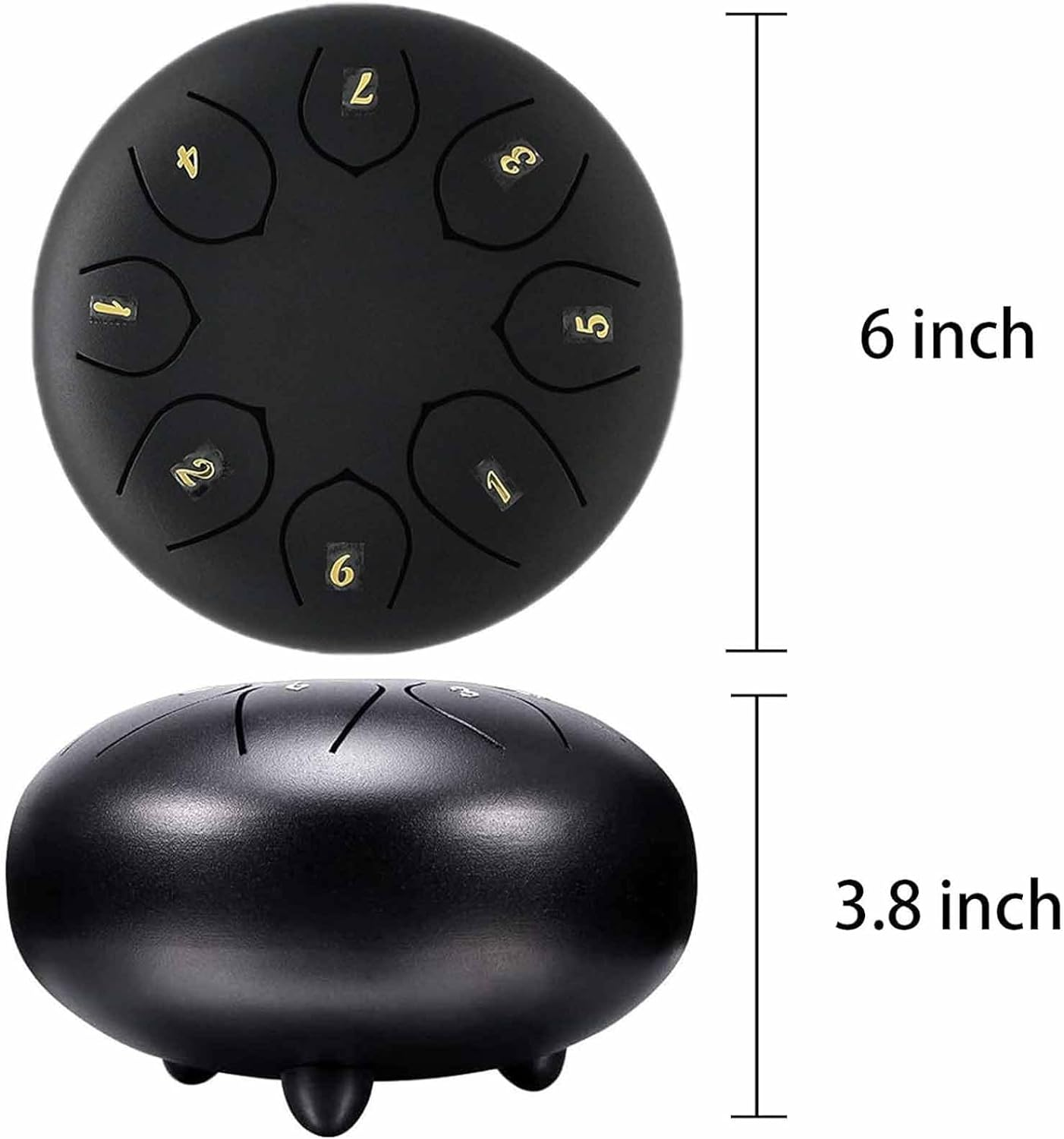 Steel Tongue Drum 6 Inch 8 Notes Hand Drums with Bag Sticks Music Book, Professional Steel C Key,Drum for Beginners Adults and Children(Black) image number 6