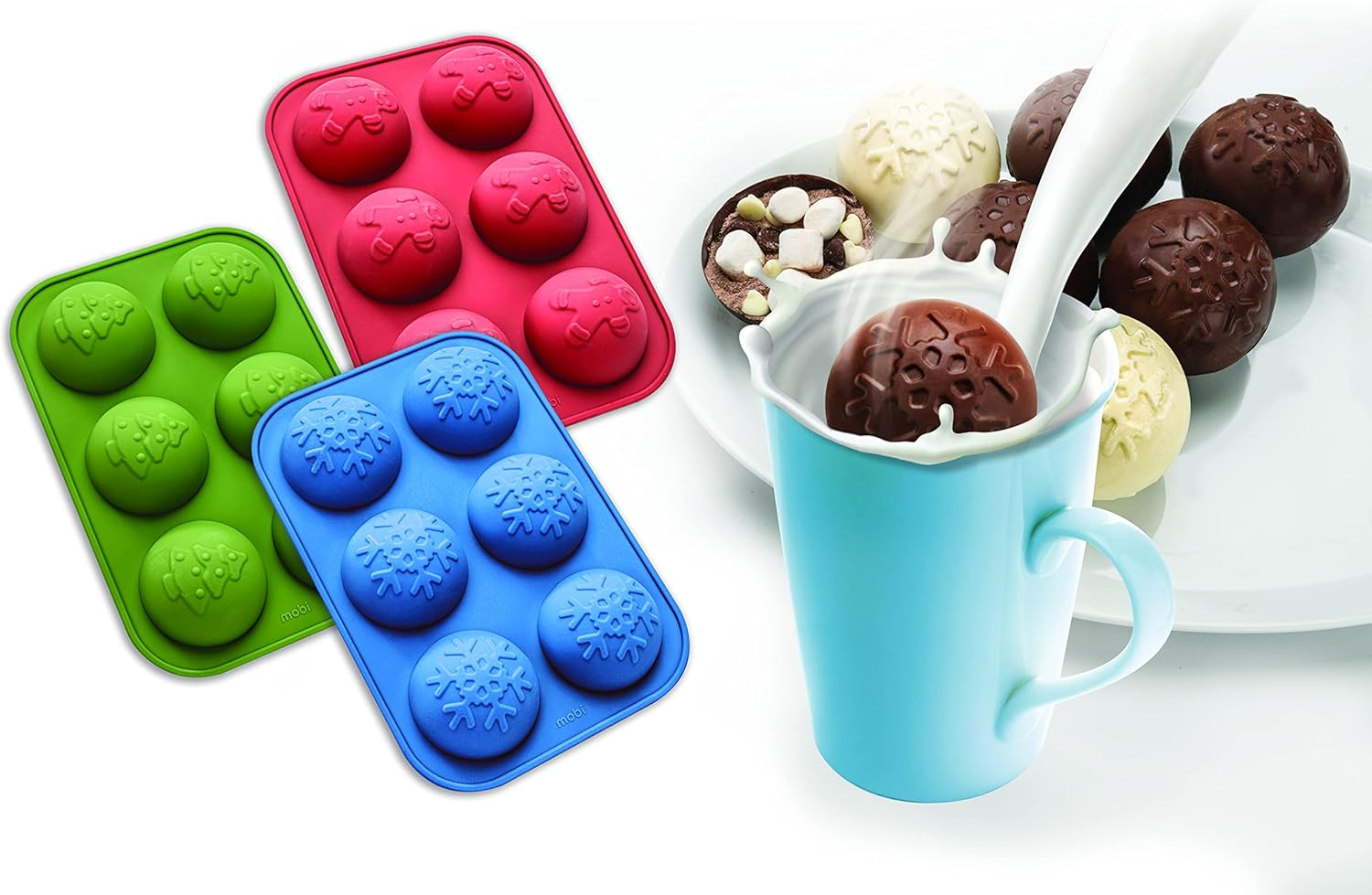 Mobi Hot Chocolate Cocoa Bombs Silicone Mold, Gingerbread Man, for Making 3 "Bombs" image number 4