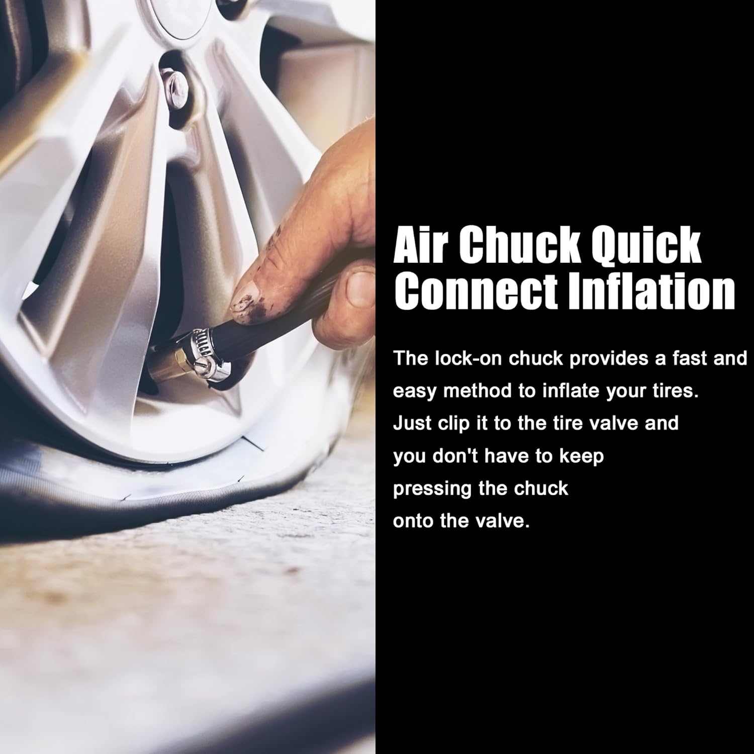 X AUTOHAUX 1 Pcs 15.8" Flexible Tire Inflator Hose Adapter M6 Thread Size Air Chuck with Hose for Standard Tire Valve Fine Thread without Air Release Valve for Car