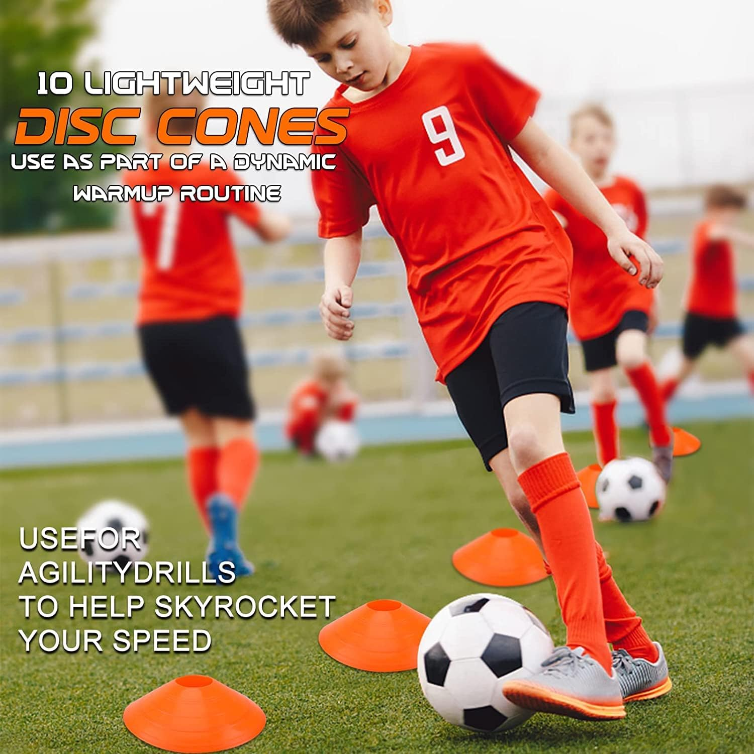 Speed Agility Training Set, Includes 12 Rung Agility Ladder,10 Disc Cones, Jump Rope, Resistance Bands, Running Parachute, Holder, for Football, Hockey Training Athletes image number 3