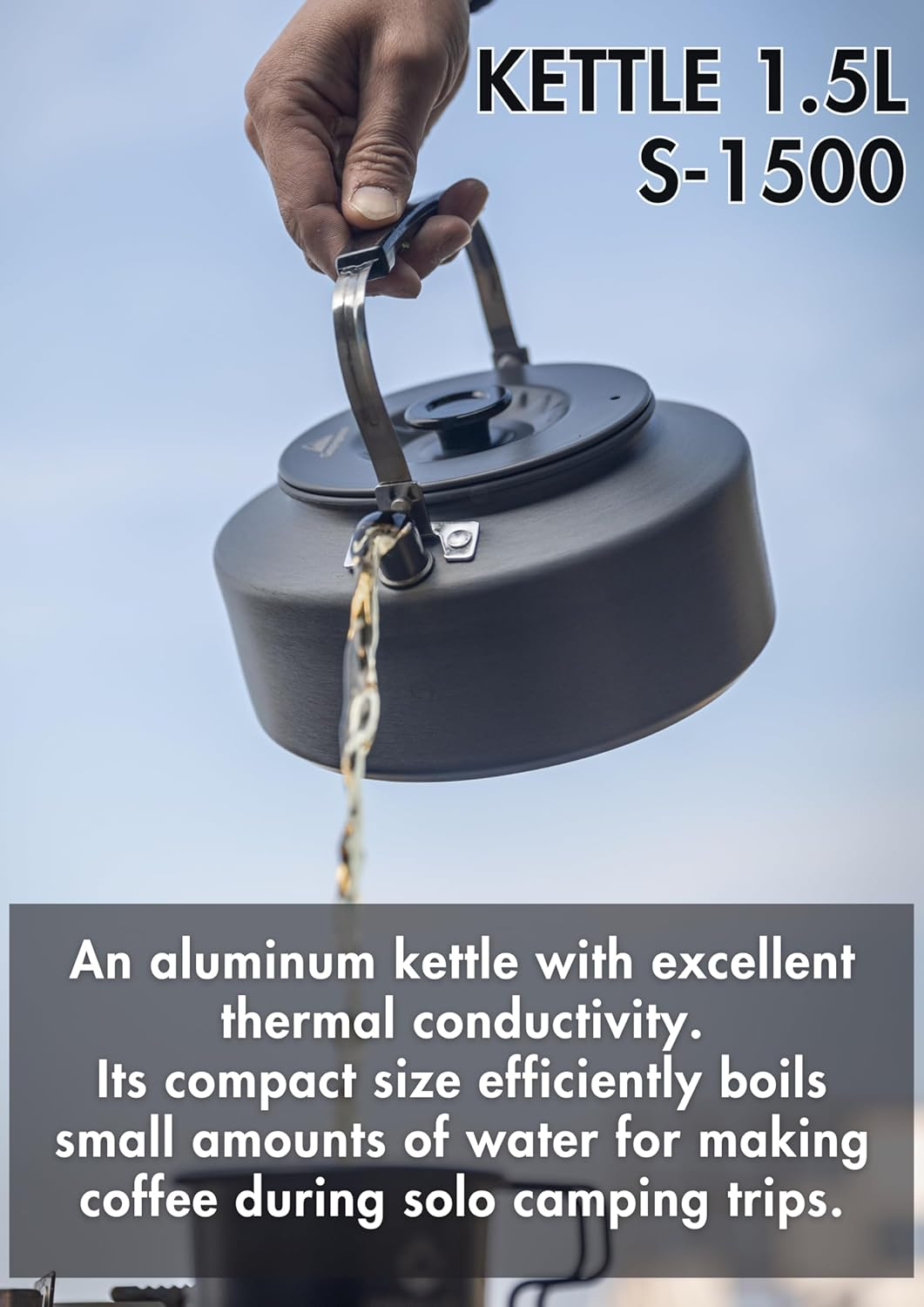 CAMPINGMOON Camping Kettle 1.5L Portable Ultra-Light Coffee Tea Pot S1500 image number 3