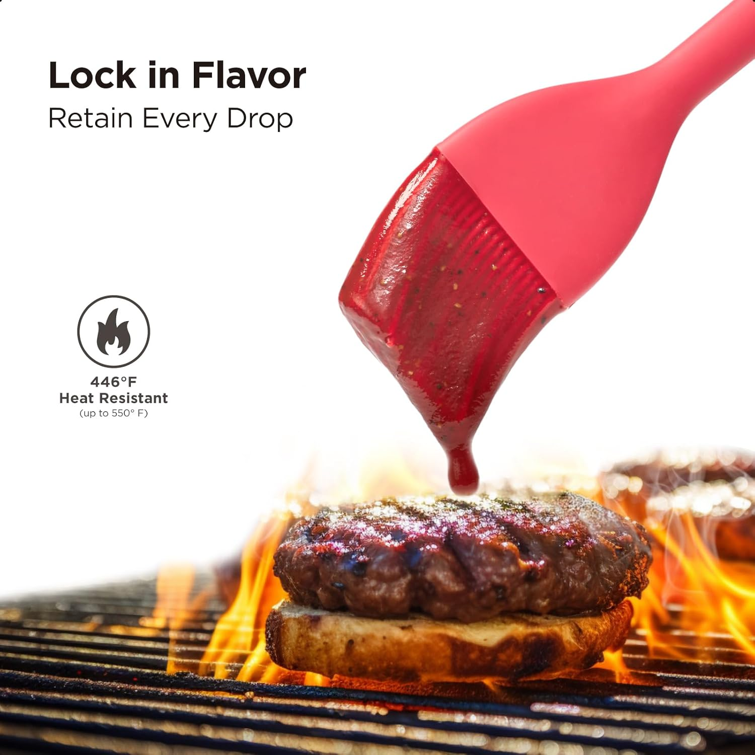 Kitchen Mama WALTZGRIP Platinum Silicone Basting Pastry Brush: Set of 2 Heat-Resistant for Cooking, Baking, Pastries, Grilling, Spreading Oil, Butter, BBQ Sauce, Eggs. Dishwasher-Safe (Red) image number 1