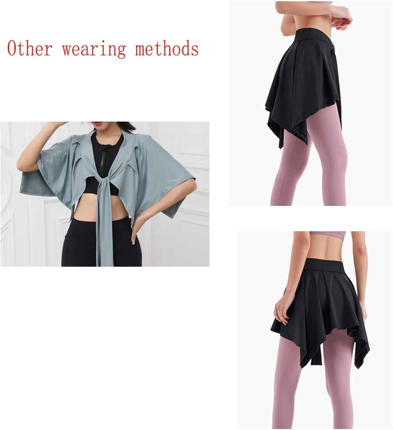 Lopsity Women Yoga Ballet Tennis Jogging Skirts Tie up Skirts Yoga Sport Wrap Short Skirt Cover up Running Wrap Athletic Skirt image number 2