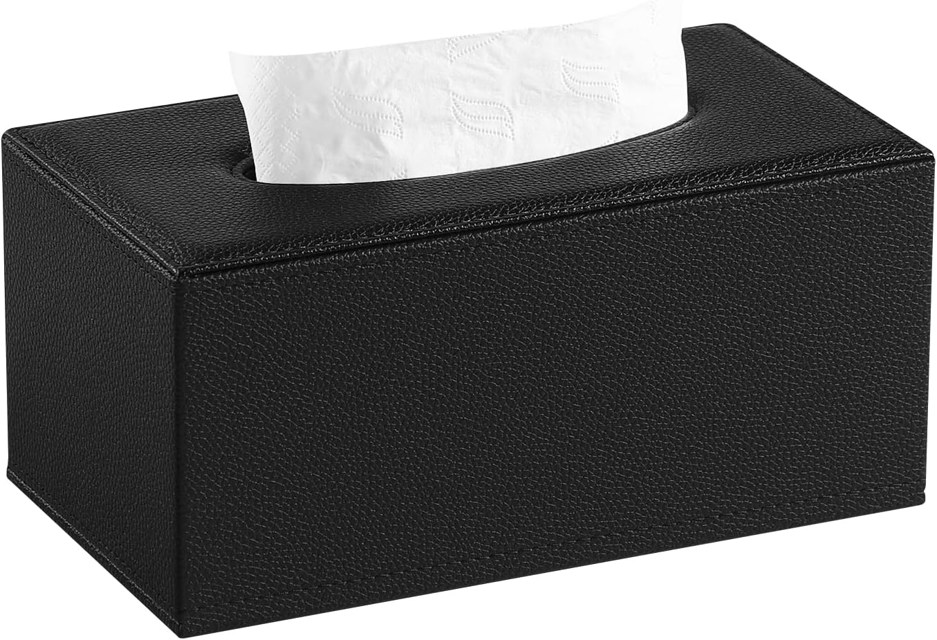 Cretkhp PU Leather Tissue Box Cover with Magnetic Closure, Modern Rectangular Tissue Box Holder Decorative for Bathroom Vanity Countertop Night Stands Bedroom Office (Beige Striped, Rectangular)