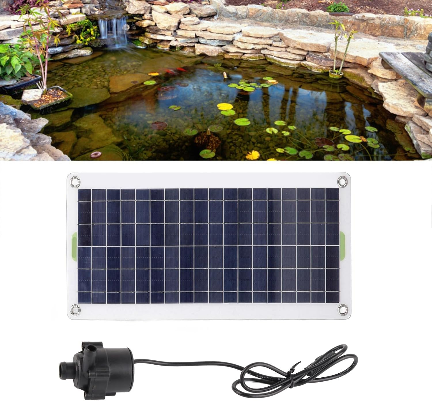 Focket Solar Fountain Kit, 30W Polysilicon Solar Panel Fountain Pump Kit, High Efficiency Submersible Powered Pump for Sun Powered Pond Hydroponics Gardens image number 1