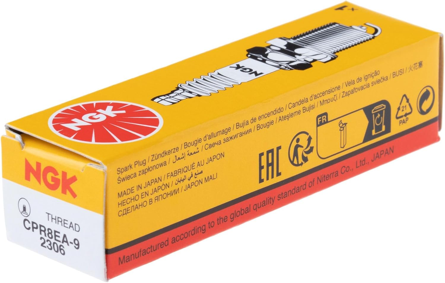 NGK (2306) CPR8EA-9 Standard Spark Plug image number 1