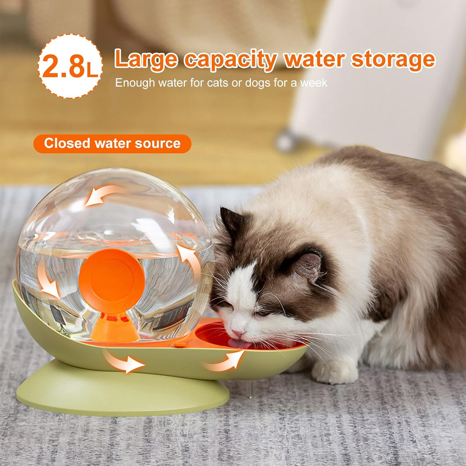 PETCUTE Automatic Water Fountain for Dogs and Cats, Cat Dog Water Dispenser in Snail Shape, Cat Water Fountain with 2.8 L Large Capacity, Pet Water Dispenser for Cats and Dogs