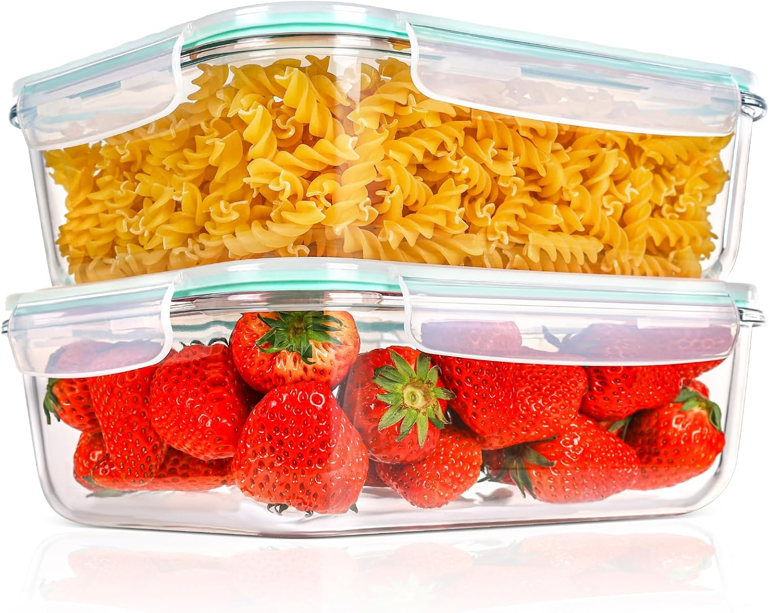 Feshory 2 Pack (2200Ml/75 Oz) Large Airtight Glass Food Storage Containers with Lids &ndash; Perfect for Baking, Store Leftovers, Rotisserie Chicken & More &ndash; Durable, Leak-Proof, BPA Free image number 3