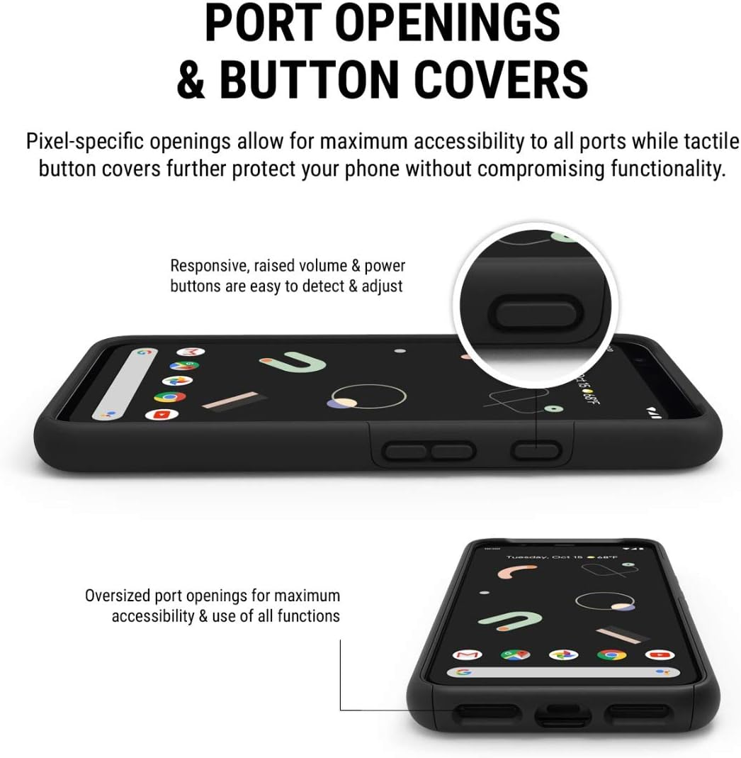 Incipio Dualpro Case for Google Pixel 4 XL - Google Certified Protective Cover (Black) [Extremely Rugged I Shock Absorbing I Soft-Touch Coating I Hybrid] - GG-082-BLK image number 2