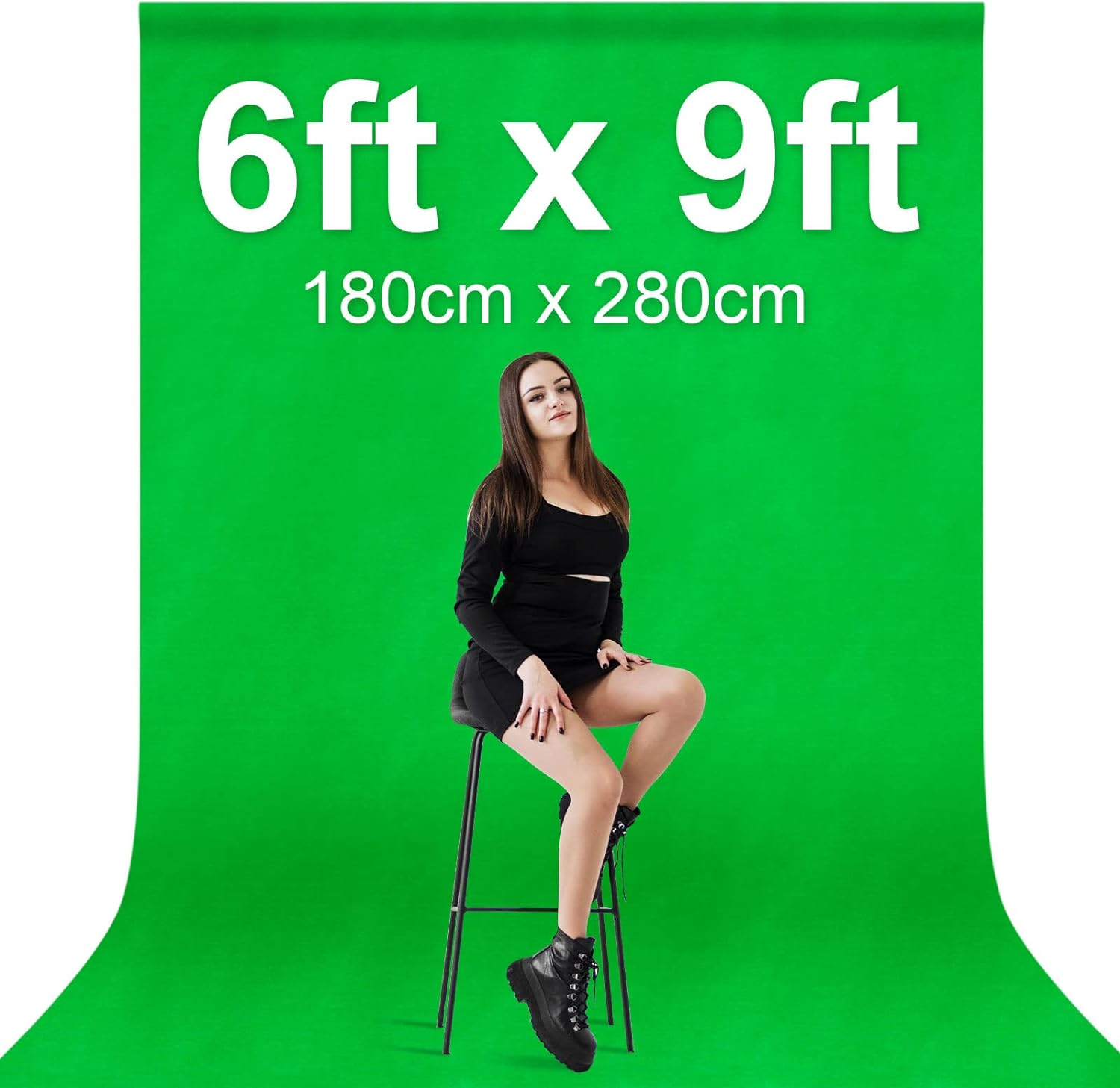 EMART 6X9Ft/1.8X2.8M Green Screen for Photography, Photo Background Backdrop for Video Studio, Photoshoot, Live Streaming, Zoom, 4 Clips Included image number 3