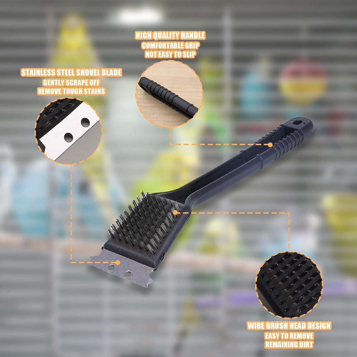 Bird Cage Brush, 1 X Bird Feeder Cleaning Brush with Scraper, Long Handle, Stainless Steel Cleaning Brush, Bird Cage Accessories for Cleaning Bird Cages image number 5