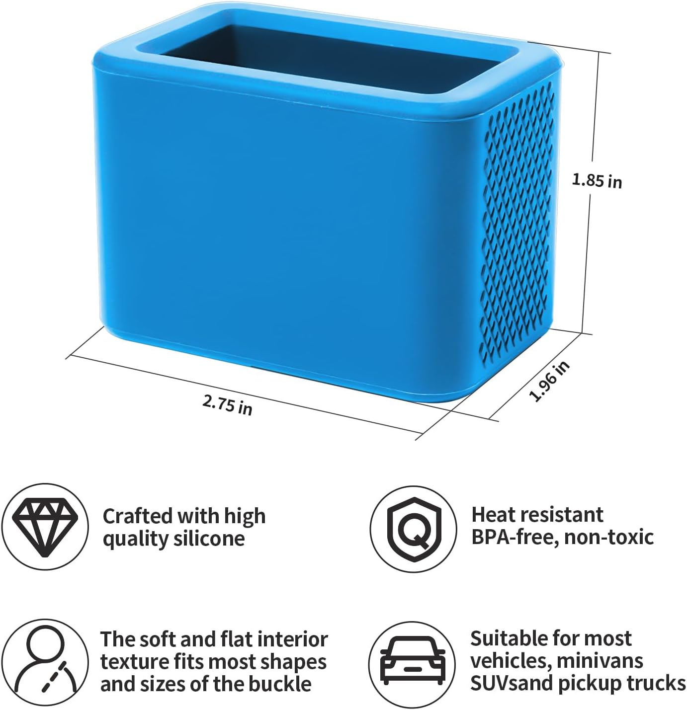 2 Pack Silicone Seat Belt Buckle Holder, Seat Belt Buckle Booster for Kids, Durable Silicone Material, Easy Access to the Buckles of Rear Seats, Car Accessories, Suitable for Most Car Models (Blue) - Black image number 6