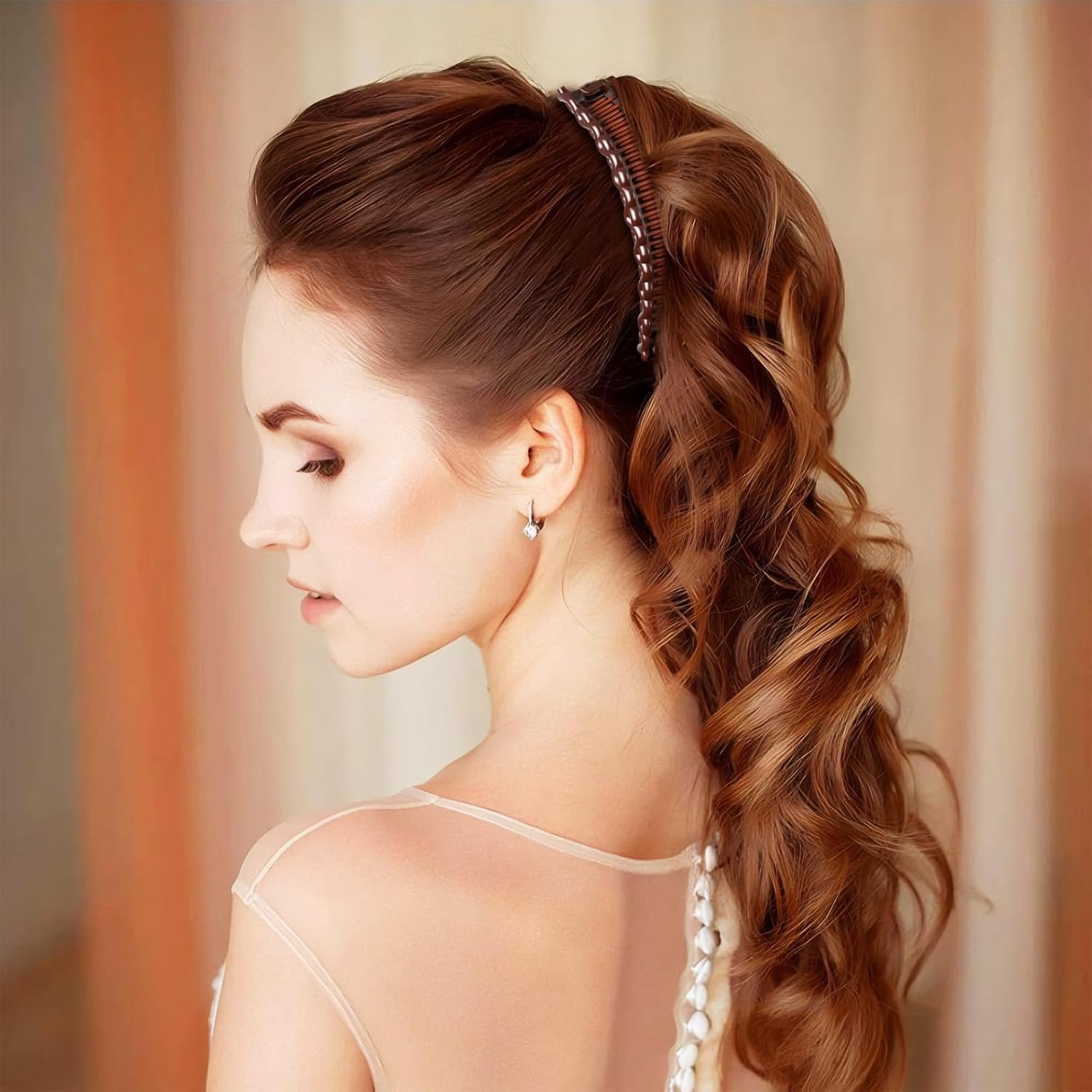 QESSUVNC Pack of 4 Large Banana Clips, Vintage Banana Clip Hair for Women and Girls, Suitable for Daily Life and Fashion Styling (Brown and Black) image number 4