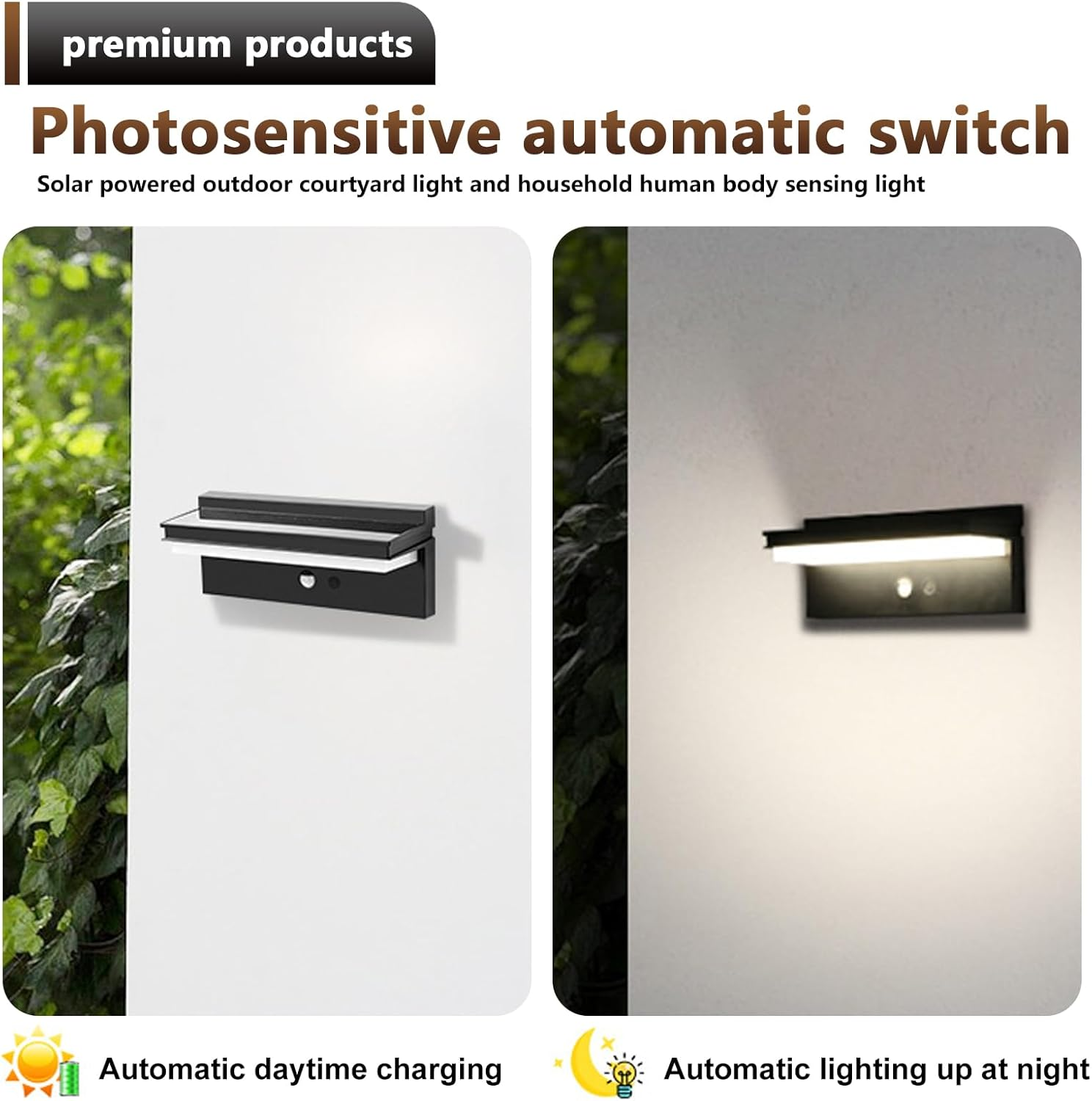 Solar Lights for Outdoor Use with Motion Sensor, LED Solar Wall Light Outdoor Warm White 3000 K, IPX5 Waterproof, 4 Light Modes, Super Bright Solar Lamp for Garden, Patio, Garage and Yard image number 3