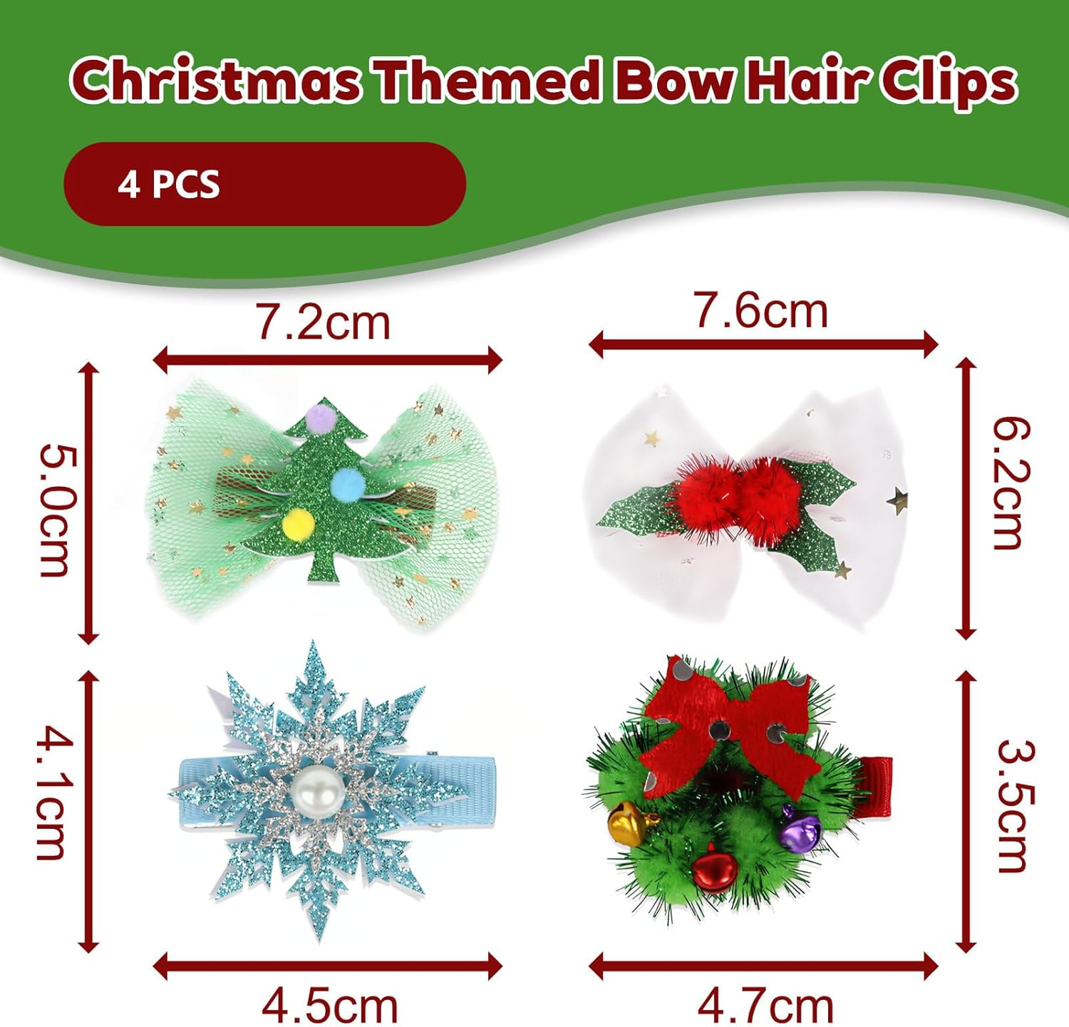 RTRTGS Pack of 4 Christmas Hair Accessories, Reindeer Antlers Hair Clips, Stylish Hair Clips, Women for Christmas and Festive Occasions image number 3