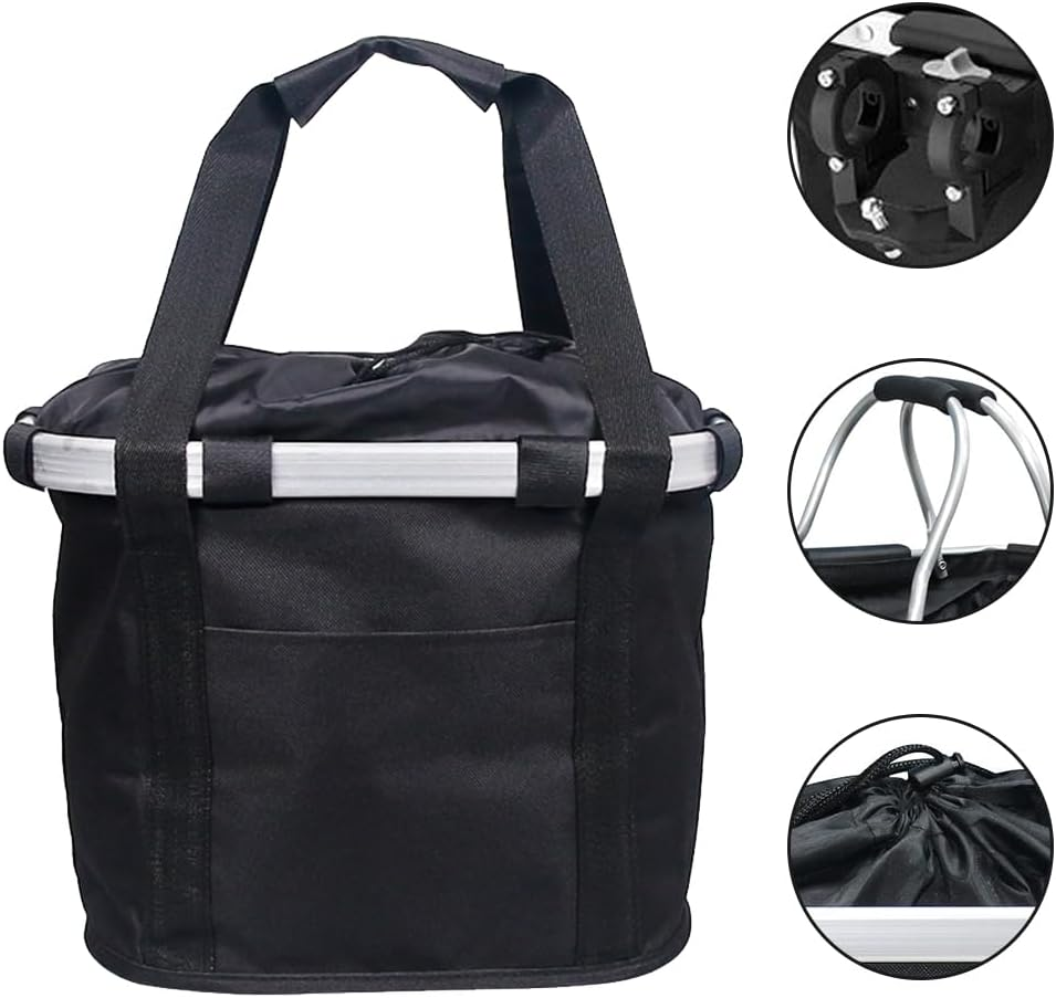 Black Bike Basket for Dogs and Small Pets &ndash; Foldable, Removable Carrier for Cats and Dogs, Quick Release Handlebar Mount, Easy Installation, Detachable Cycling Bag for Mountain, Picnic, and Shopping image number 1