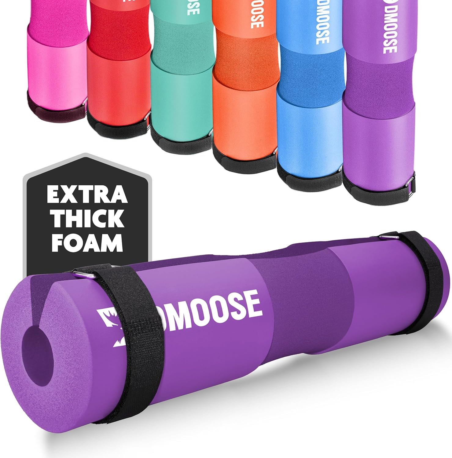 Dmoose Fitness Barbell Pad for Hip Thrust, Squat & Lunges - Non-Slip Thick Foam Cushion for Neck and Back Support with Two Straps - Hip Thrust Pad for Leg Day - Fits All Olympic Bars and Smith Machine image number 2