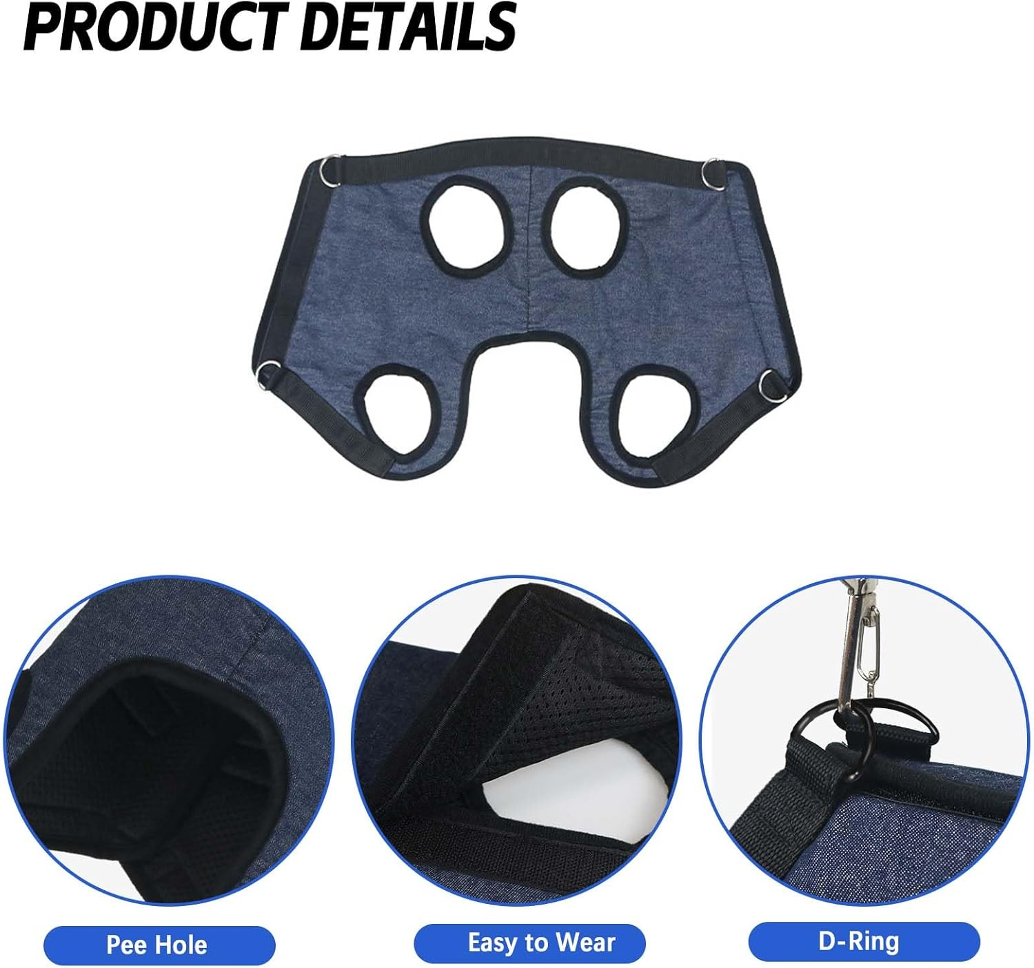 UOSIA Small Dog Carry Sling Dog Lift Harness Adjustable Breathable Puppy Support Harness with D-Ring Full Body Pet Assist Belt Easy to Use after Surgery image number 3