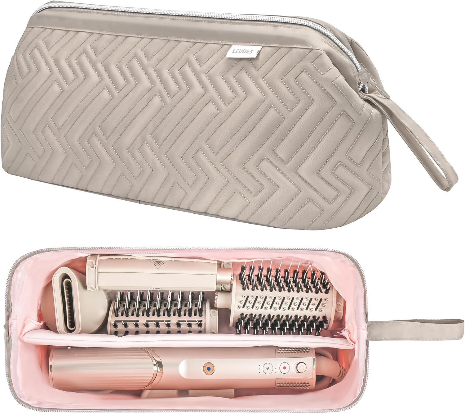 Leudes Hair Tools Travel Bag for Shark Flexstyle Carrying Case Portable Shark Hair Air Wrap Dryer Case Waterproof Dustproof Flat Curling Iron Travel Organizer (Beige)