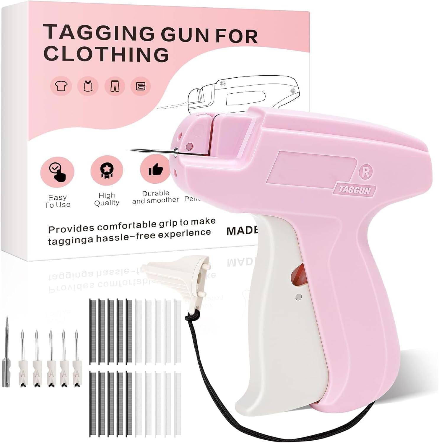 Stitch Gun for Clothes, for Temporary Fixing of Clothes - Mini Sewing Kit, Quick Clothing Fixer, Sewing Tool Kits, 1000 Black & 1000 White 5Mm Mini Fasteners, with 6 Needles image number 3