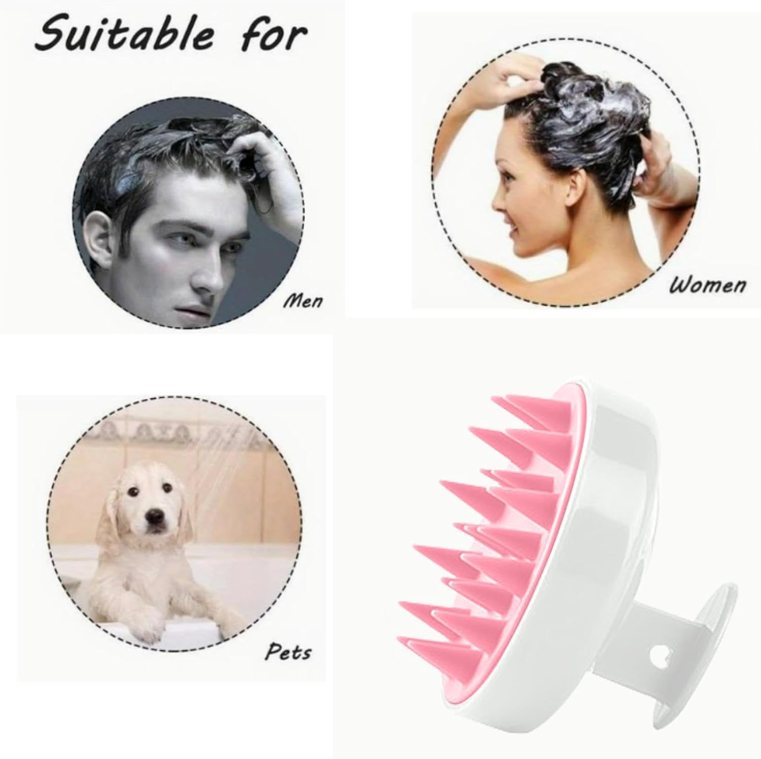 Silicone Hair Scrubber,Detachable Scalp Massager Hair Scrubber | Multifunctional Shampoo Brush Ergonomic Scalp Scrubber for Travel Hotel Bathroom image number 6