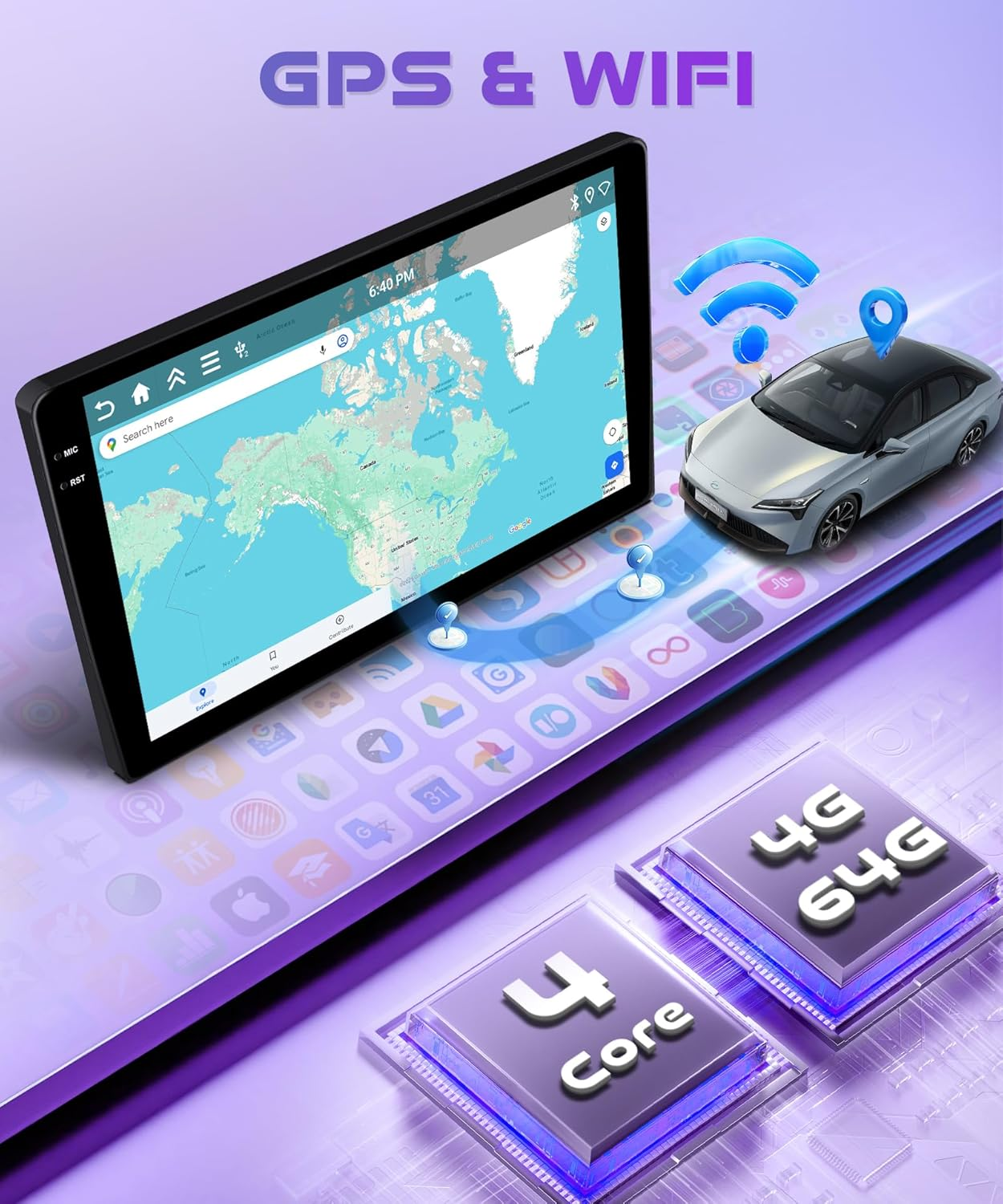 Rimoody 4G+64G Car Stereo for Chevrolet Silverado & GMC Sierra 2014-2018 Wireless Carplay Android Auto, Android 15 Car Radio 10.1'' In-Cell Touch Screen/Gps/Bluetooth/Fm Rds/Eq/Wi-Fi/Rear Camera image number 5